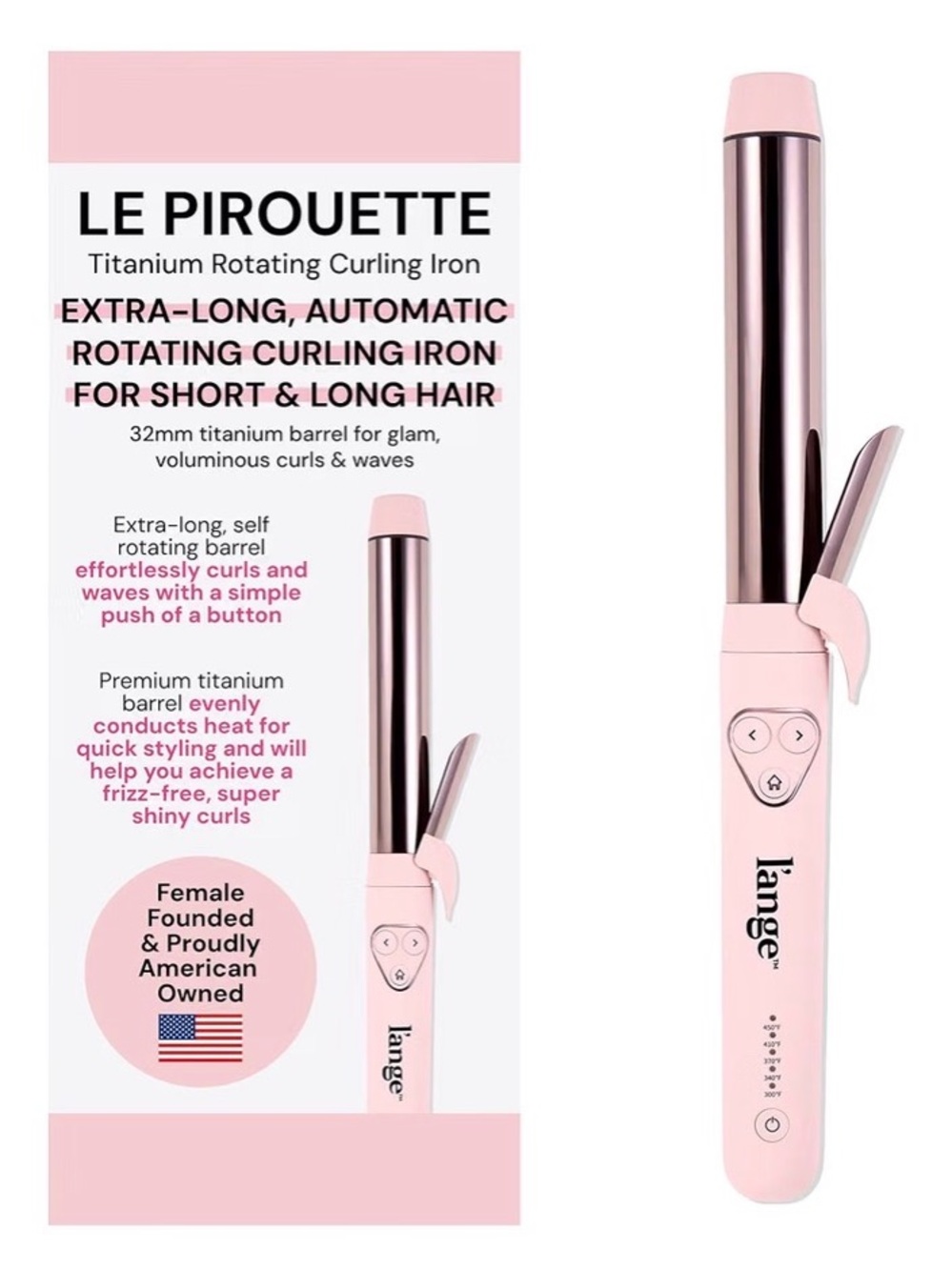 L'ange Pink Ceramic Curling Iron